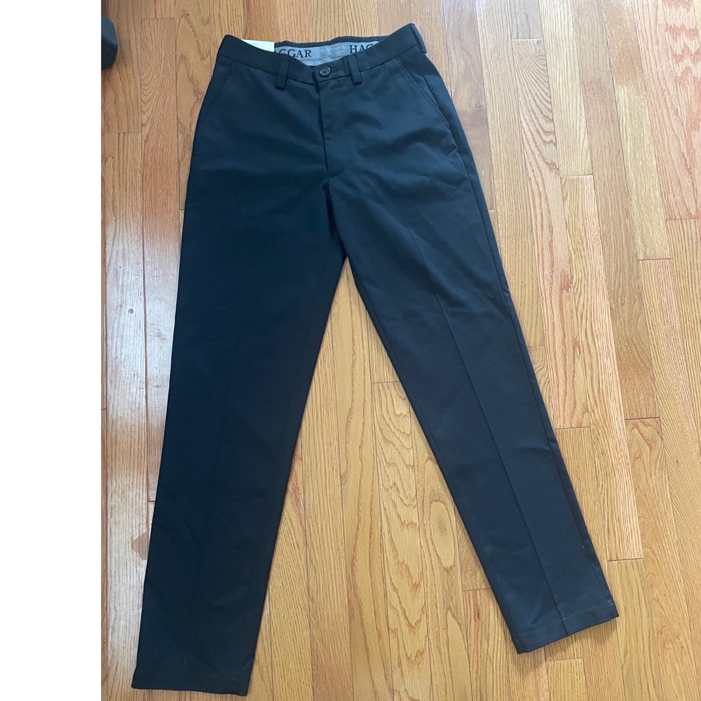 Haggar Boys Premium No Iron Khaki Pants Black 20 Slim BCY8002‎ Flex Waist NWT